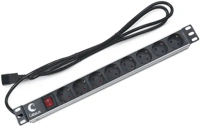 Блок распределения питания Cabeus PDU-8P-2IEC, 8 розеток, 10A, 1U