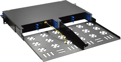 Бокс 19" на 12 компактных кассет MPO, 1U, черный LANMASTER (LAN-FOBM-12MCC-1U)