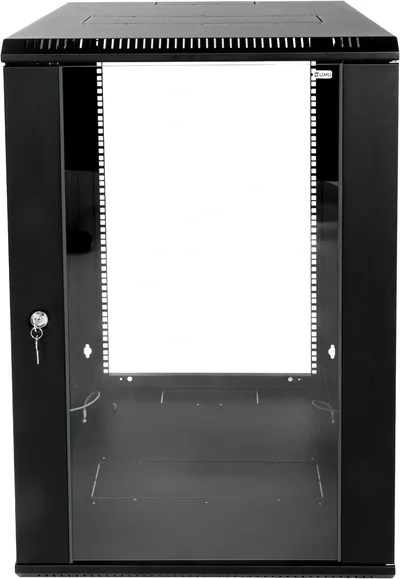 Шкаф телекоммуникационный ЦМО ШРН-Э-18.350-9005, настенный, 18U, 600×350мм, стекло, черный