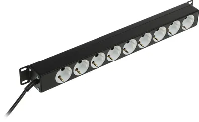Блок распределения питания ЦМО БР-9П-Ш-9005, 9x Schuko, 10 А, 1U, чёрный