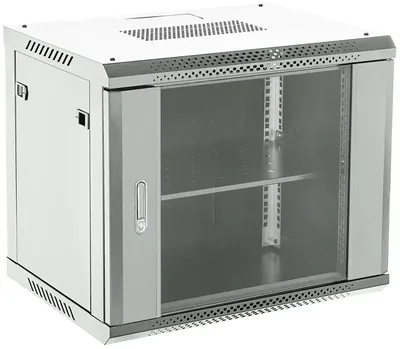 Шкаф коммутационный REXANT 04-0964-111, настенный, 9U, 600×450мм, стекло, серый
