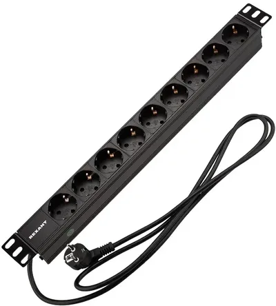 Блок PDU REXANT 04-0105-1, 9×CEE 7/4, 16А, горизонтальный, 2м