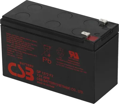 Аккумулятор CSB GP1272 F2 (12V28W), 12В, 7Ач