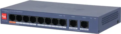 Коммутатор Dahua DH-CS4010-8ET2GT-60, управляемый, 8×100M PoE, 2×1GbE uplink, 60Вт