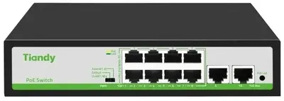 Коммутатор Tiandy TC-P3S010 H/0820/AT/90, 8×PoE+, 2×1GbE uplink, 90W