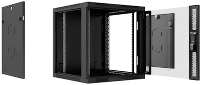 Шкаф телекоммуникационный настенный Cabeus SH-05F-6U60/45-BK, 6U, 600×450 мм, дверь стекло, черный