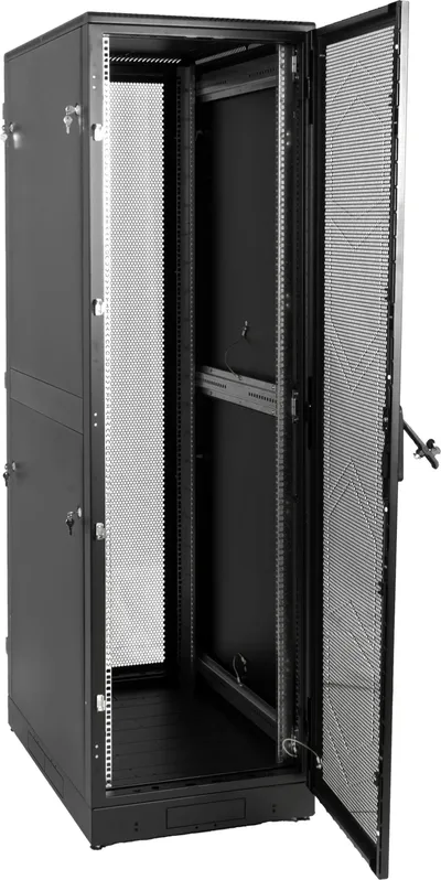 Шкаф коммутационный ЦМО ШТК-М-42.6.8-1ААА-9005, 42U, 600×800 мм, стекло, чёрный