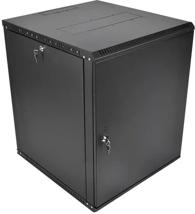 Шкаф коммутационный настенный ЦМО ШРН-Э-12.350.1-9005, 12U, 19", металлическая дверь, чёрный