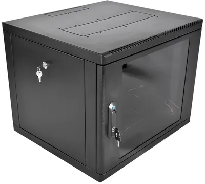 Шкаф коммутационный настенный ЦМО ШРН-М-9.500-9005, 9U, стеклянная дверь, черный, IP20