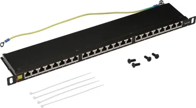 Патч-панель Lanmaster LAN-PPC24S6A, 24×RJ45, кат.6A, экранированная, 0.5U, чёрная