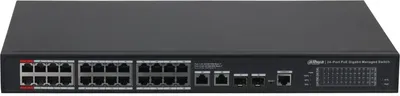 Коммутатор Dahua DH-S4228-24GT-360, L2, 24×1GbE PoE, 2×SFP, PoE 360Вт