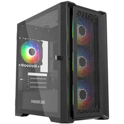 Корпус PowerCase CAMBFB-A4, mATX, стекло, 4x120мм ARGB