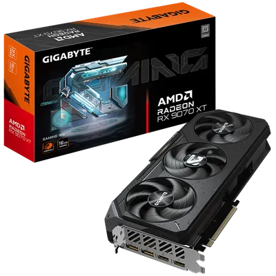 GV-R9070XTGAMING-16GD - Видеокарта, Gigabyte, Radeon RX 9070 XT GAMING 16G (GV-R9070XTGAMING-16GD) 4719331356149, GDDR6, 256bit, 2-HDMI, 2-DP, Windforce 3X Fan, 288*132*56 мм, Цветная коробка