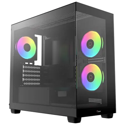 Корпус OCYPUS Gamma-C52-BKD300XX-GL, MiniTower, mATX, ARGB