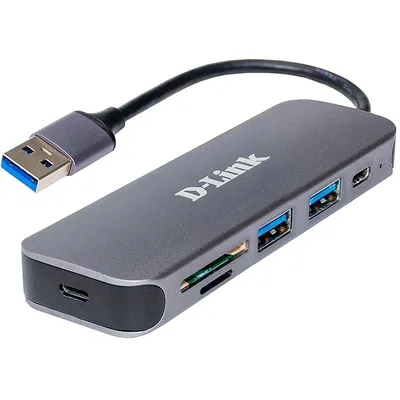 DUB-1325/A2A - Адаптер, D-Link, DUB-1325/A2A, 2 порта USB 3.0, 1 порт USB Type-C, слот для карт SD/microSD и разъем USB 3.0, скорость передачи данных до 5 Гбит/с