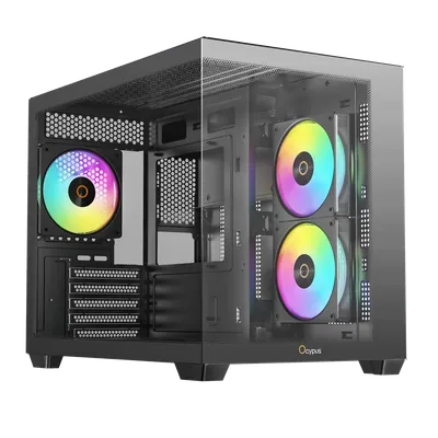 Корпус ПК Ocypus Gamma-C54-BKD300XX-GL, mATX, без БП, 3×120мм ARGB