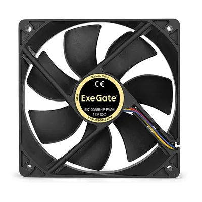 Вентилятор 12В DC ExeGate EX12025B4P-PWM (120x120x25 мм, 2-Ball (двойной шарикоподшипник), 4pin, PWM, 0-1500 RPM, 0-25dBA) <EX283391RUS>