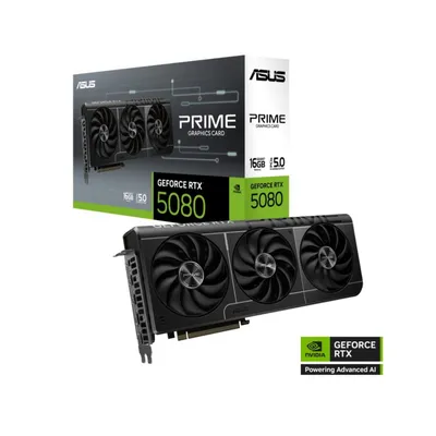 Видеокарта ASUS PRIME GeForce RTX 5080, 16 GB GDDR7, 256 bit, 3xDisplayPort, HDMI, GPU 2295 MHz