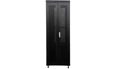 Рэковая стойка Wize Pro [W47U10080R-PD] 19, 47U, 800х1000 мм, двойная передняя дверь и задняя дверь металл. перфорированные, вент.панель из 4 вентиляторов, колеса, рэковые гайки: 20 шт, вес нагрузки 800 кг, сталь,черный (2 места)