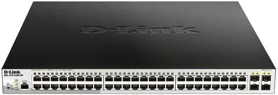 Коммутатор D-Link DGS-1210-52MP/ME/B2A, L2, 48×1GbE PoE, 4×SFP, PoE 370Вт