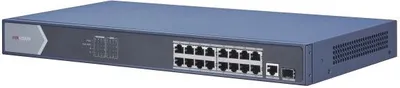 Коммутатор Hikvision DS-3E0518P-E, 16×1GbE PoE+, 1×RJ45, 1×SFP, неуправляемый