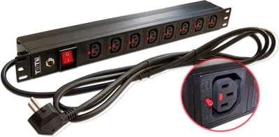 Блок розеток Lanmaster TWT-PDU-10A8C3L-3.0, 10A, 8xC13, 3м, 1U, черный