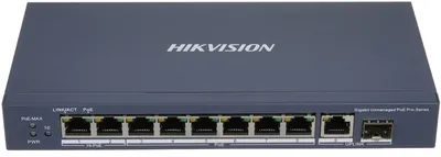 Коммутатор Hikvision DS-3E0510HP-E, 8×1GbE PoE, 1×SFP, 110W