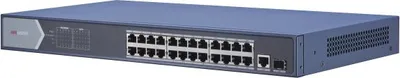 Коммутатор Hikvision DS-3E0526P-E/M, неуправляемый, 24×1GbE PoE, 2×SFP, 250Вт