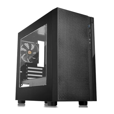 CA-1J4-00S1WN-00 - Компьютерный корпус, Thermaltake, Versa H18, CA-1J4-00S1WN-00, Micro-Tower, M-ATX/Mini-ITX, USB 3.0*1, USB 2.0*1, HD-Audio, Кулер 12см, Длина VGA до 350мм, Процессорный кулер 155мм, 2*2,5"/2*3,5", Сталь, 398*205*439мм, Без Б/П, Чёрный