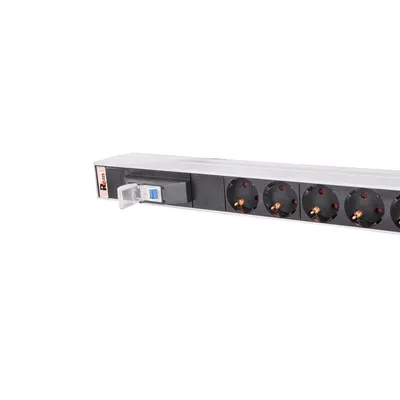 Блок розеток ЦМО R-16-7S-A-440-K, 16A, 7×Schuko, 1U, горизонтальный