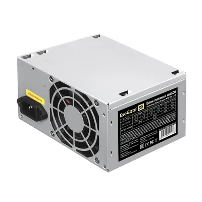 (Из ремонта, рабочий, гарантия 14 дней) Блок питания 500W ExeGate AA500, ATX, 8cm fan, 24p+4p, 2*SATA, 1*IDE