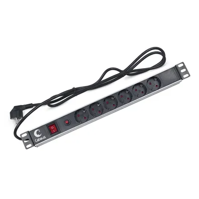 Блок PDU Cabeus PDU-6P-F-2EU, 19", 6 розеток, 16А, горизонтальный