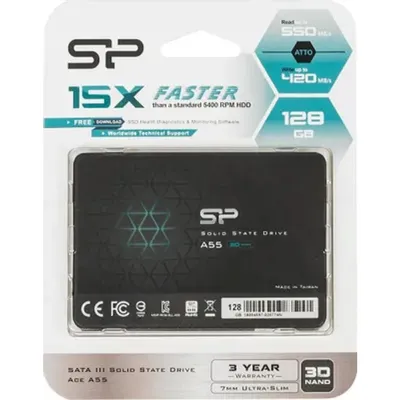 Накопитель SSD 128GB SATA-III Silicon Power SP128GBSS3A55S25 2.5" TLC, 550/420 MB/s, TBW 65TB