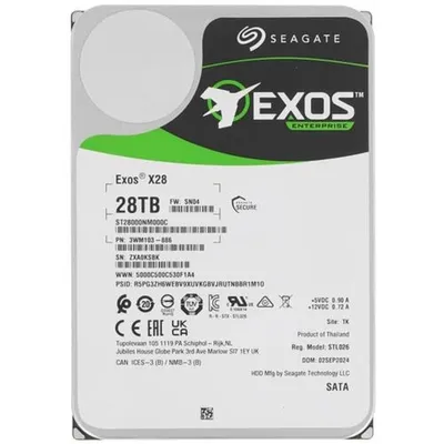 Жесткий диск/ HDD Seagate SATA 28Tb 7200 Exos 6Gb/s 512Mb OFFICIAL RECERTIFIED MTBF - 2.5M hrs 1 year warranty (replacement ST26000NM000C, ST28000NM003K)