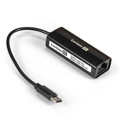 Адаптер Exegate EX296215RUS, USB 2.0 Type-C → RJ45, 100 Мбит/с