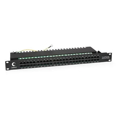 PL-50-TEL-Dual Патч-панель Cabeus  телефонная, 19", 1U, 50 портов RJ45 (8p8c), неэкранированная, Dual  IDC  (110/KRONE)