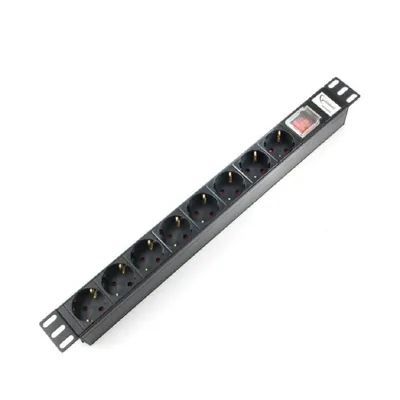 Распределитель питания Gembird MAX19-EH8-0, 8 розеток, C14, 16A, 1U