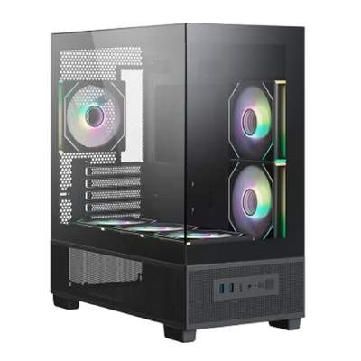 Корпус XASTRA Q500M-6FM12A-C10-UC, mATX, 6×120 мм ARGB, Type-C, черный