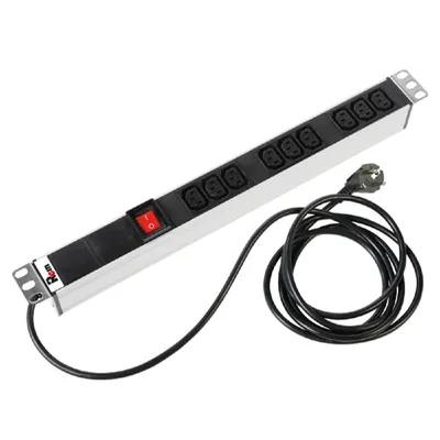 ЦМО Блок розеток Rem-16 с выкл., 9 IEC 60320 C13, 16A, алюм., 19", шнур 3 м. (R-16-9C13-V-440-3)
