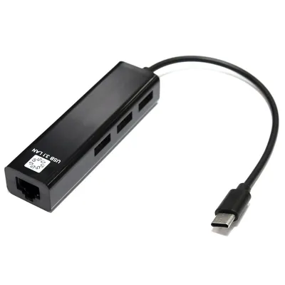 Кабель-адаптер 5bites UA3C-45-09BK, USB-C→RJ-45+3×USB2.0