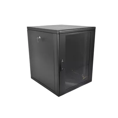 Шкаф коммутационный ЦМО ШРН-М-12.650-9005, 12U, настенный, 600×650 мм, стекло, чёрный