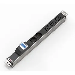 Блок розеток ЦМО R-32-2S-3C19-A-I-440-K, 32A, 2×Schuko, 3×C19, 1U