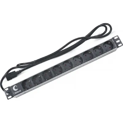 Блок PDU Cabeus PDU-9P-2IEC, 9 розеток, 10A, 1U, IEC C14