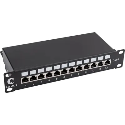 Патч-панель Cabeus PL-12-Cat.6 10"-SH-Dual, 10", 12 портов, Cat.6, экранированная
