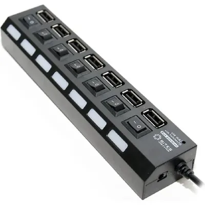 USB-концентратор USB 5bites HB27-203PBK 7*USB2.0 / БП 5В-2А / 1M / черный