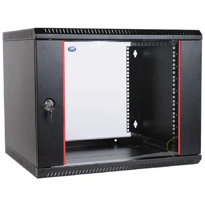 Шкаф настенный ЦМО ШРН-Э-6.650-9005, 19", 6U, стекло, разборный, чёрный