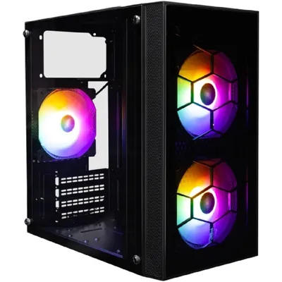 Корпус 1STPLAYER X1-BK-3F1, mATX, 3×120mm LED fans