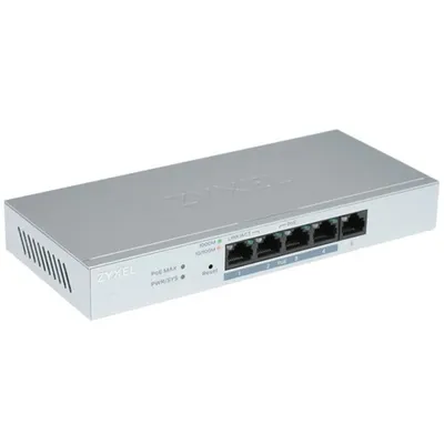 Коммутатор Zyxel GS1200-5HPV2-EU0101F, Smart PoE+, 5×1GbE, 4×PoE+, 60Вт