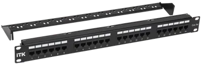 PP24-1UC5EU-D05-1 - Патч-панель кат. 5Е UTP 24 порта (Dual) с каб. орг-м, ITK