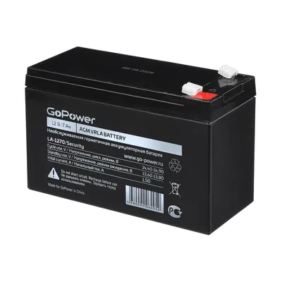 Аккумулятор GoPower 00-00021454, 12В, 7Ач, клеммы F1